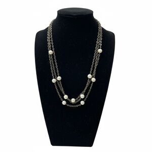 Vintage Multi-Strand Pearl and Chain Necklace